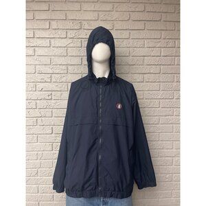 Ahead Authentic Men Navy Hoodie Windbreaker Zip Front Jacket Size XL